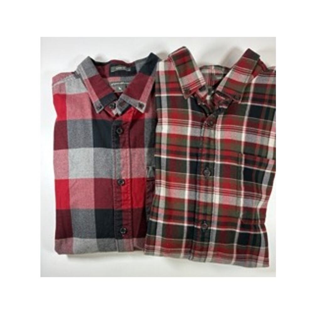 Lot of 2 Mens Flannel Shirts, Eddie Bauer, Size M